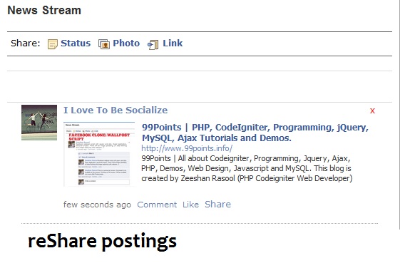 facebook style wallpost script beta v 2.0