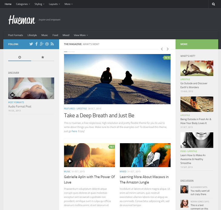 Hueman Resume website template, website for resume