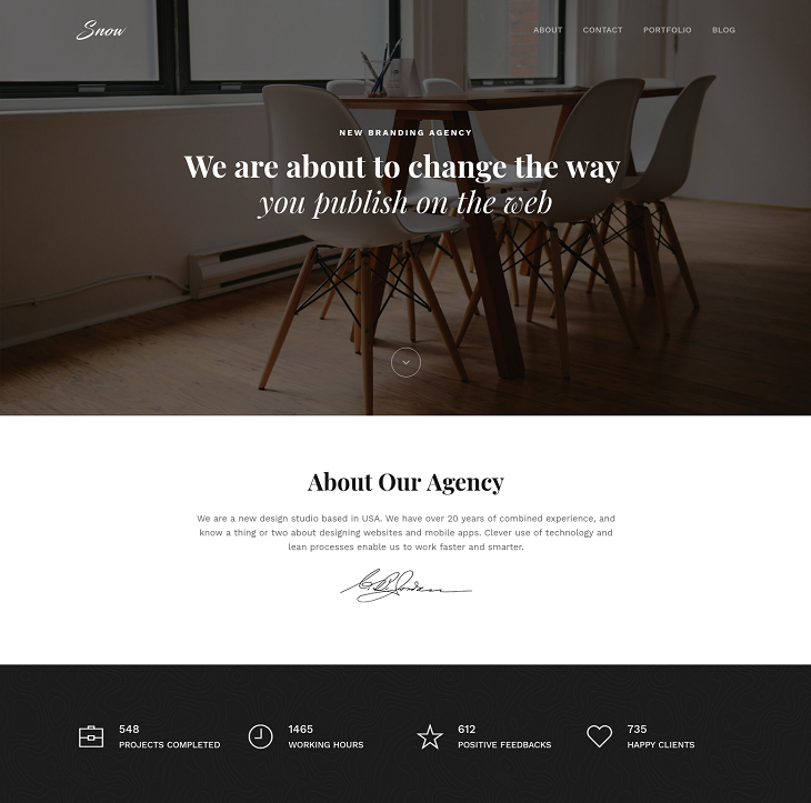 Snow Resume website template, cv website template free